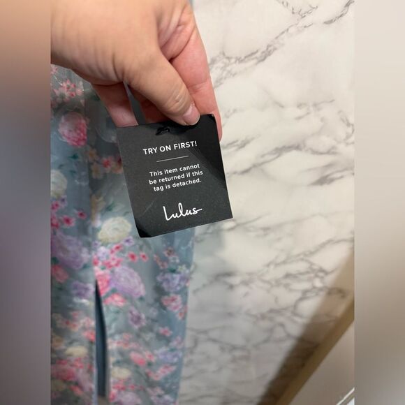 NEW LULUS Elegant Personality Slate Blue Floral Burnout Midi Dress Size S - Picture 5 of 13